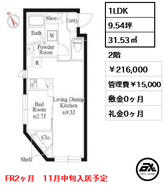 パセオ神宮前Ⅱ 216,000円