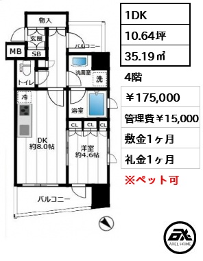 クオリア銀座3丁目 175,000円