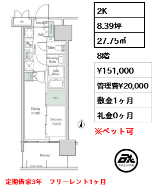 ブルックサイドレジデンス木場 15.1万円