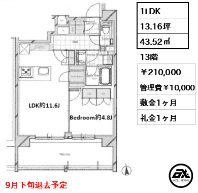 ベルテラス早稲田　 210,000円