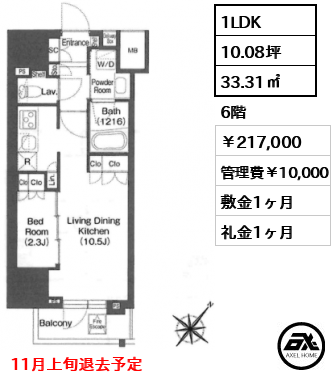 レフィールオーブ代々木 217,000円