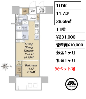 グランドシティタワー月島 23.1万円