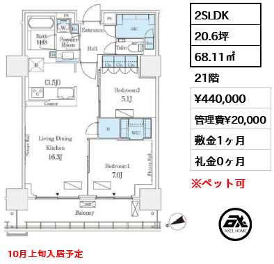 ロイヤルパークス品川 44万円