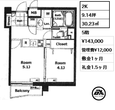 パークノヴァ神宮前　 14.3万円