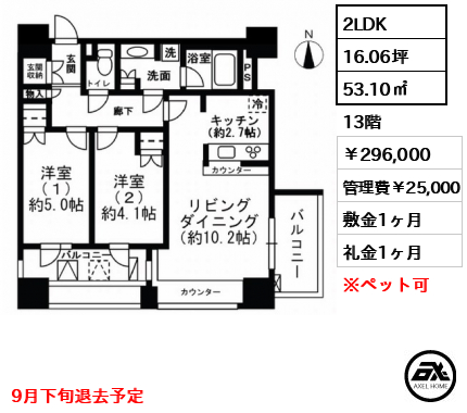 レジディア市ヶ谷 296,000円