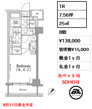 ワンルーフフラット月島　(ONE ROOF FLAT) 13.8万円