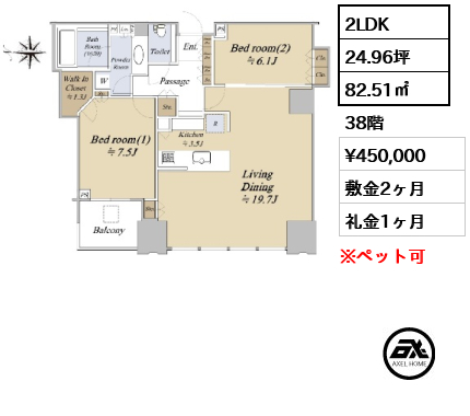 シティタワーズ豊洲ザ・ツイン ノースタワー 45万円