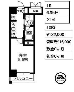 レジディア月島Ⅲ 12.2万円
