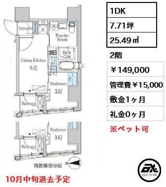 BCNレジデンス八丁堀（旧：ザ・ライオンズフォーシア八丁堀） 149,000円