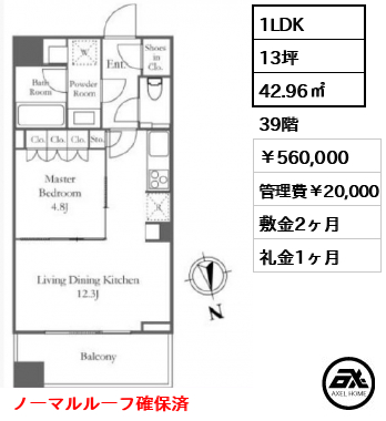 ワールドタワーレジデンス（WORLD TOWER RESIDENCE）【新築】 560,000円