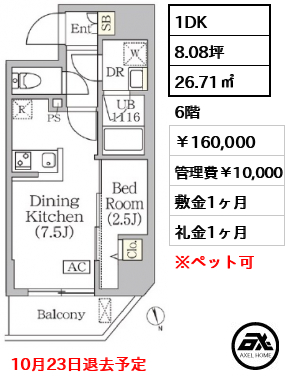 ブリックレジデンス築地明石町（BRICK RESIDENCE） 160,000円
