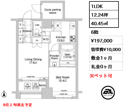 コンフォリア新川 19.7万円