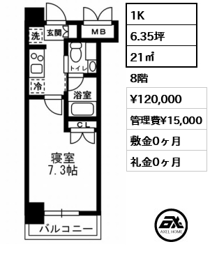 レジディア月島Ⅲ 12万円