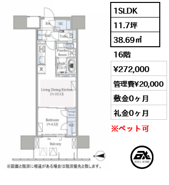 グランドシティタワー月島 27.2万円