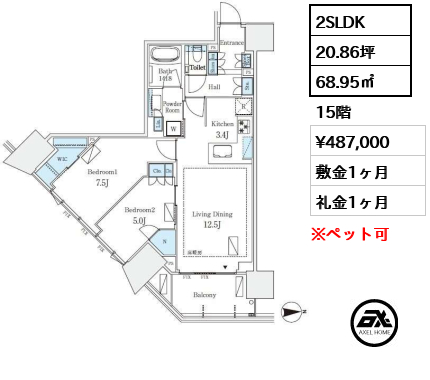 グランドシティタワー月島 48.7万円