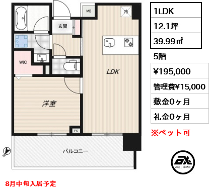 RIDGE豊洲 19.5万円