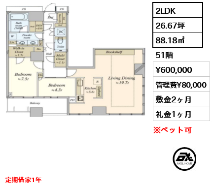 勝どきザ タワー 60万円