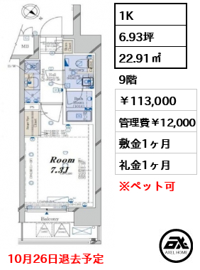 コンシェリア豊洲MASTER'S VILLA 113,000円