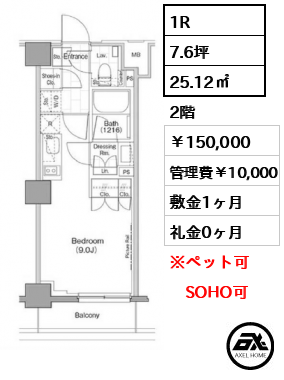 ザ・パークハビオ新宿 150,000円