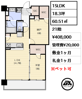 グランドシティタワー月島 408,000円