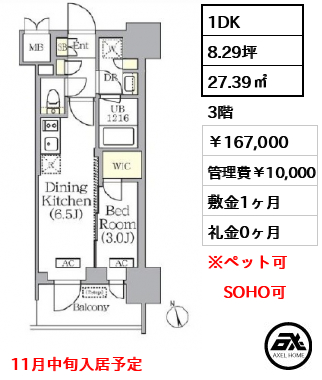 プライムガーデン銀座八丁堀　 16.7万円