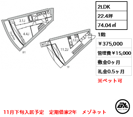 GranDuo代々木2（グランデュオ代々木2） 375,000円