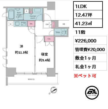 レジディア月島Ⅱ 22.6万円