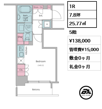レジディア月島Ⅱ 13.8万円