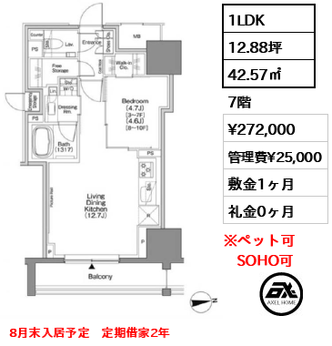ザ・パークハビオSOHO新宿御苑 27.2万円