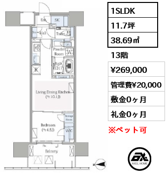 グランドシティタワー月島 26.9万円