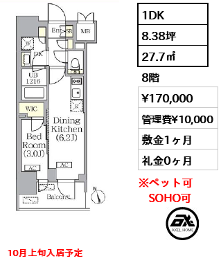プライムガーデン銀座八丁堀　 17万円