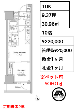 ザ・パークハビオ日本橋茅場町 22万円