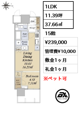 グランドシティタワー月島 23.9万円