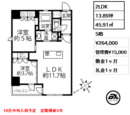 クリオラベルヴィ新富町 26.4万円
