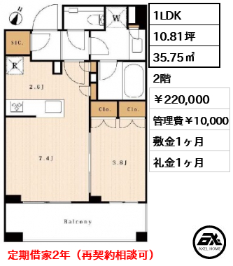 ジオ赤坂丹後町 220,000円