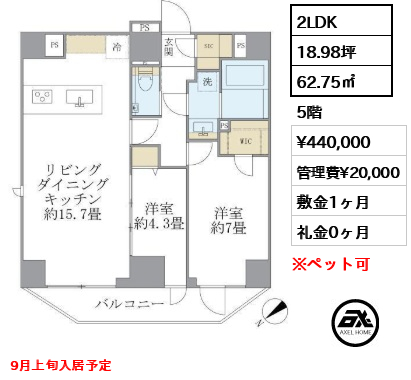 ルネサンス赤坂プレミアムコート 44万円