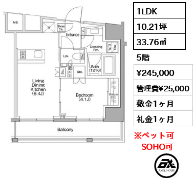 ザ・パークハビオSOHO代々木公園 24.5万円