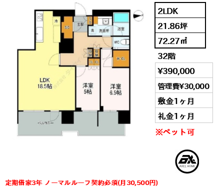 晴海フラッグ PARK VILLAGE T棟 （SKY DUO） 39万円