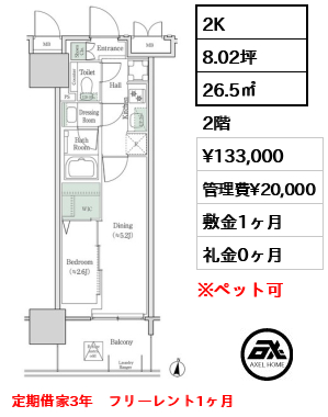 ブルックサイドレジデンス木場 13.3万円