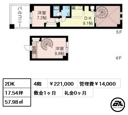 レジデンスシャルマン月島 221,000円