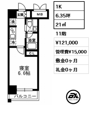 レジディア月島Ⅲ 12.1万円