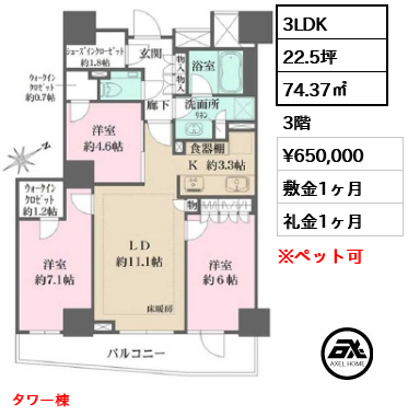 ザ・パークハウス三田ガーデン レジデンス＆タワー 65万円