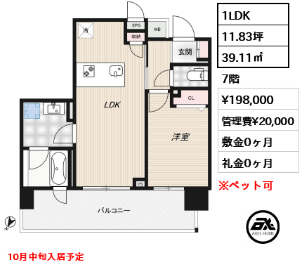 RIDGE豊洲 19.8万円