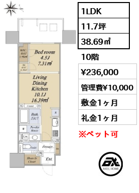 グランドシティタワー月島 23.6万円