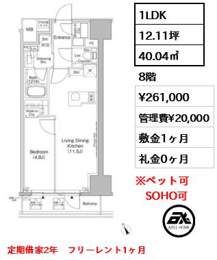 ザ・パークハビオ日本橋茅場町 26.1万円
