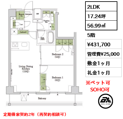 ザ・パークハビオSOHO市谷左内町 43.2万円