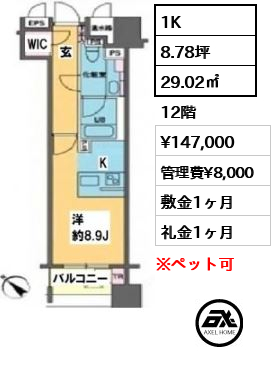 カスタリア銀座Ⅲ 14.7万円