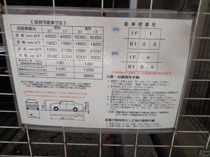 機械式　長４５５０・５０５０幅１８５０高１５５０・２１００重２０００
