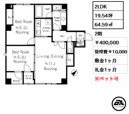 表参道レジデンス 400,000円