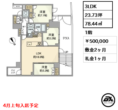 オープンレジデンシア代々木公園 500,000円